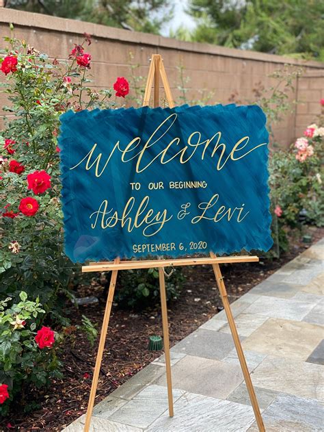 Back Painted Acrylic Wedding Welcome Sign Welcome To Our Etsy