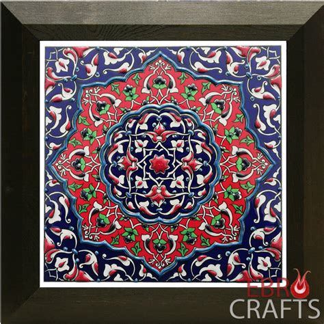 Turkish Iznik Ceramic Tile With Frame Tezhip Etsy