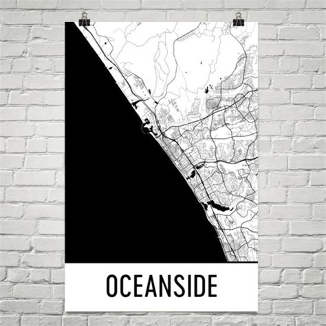 Oceanside Map Oceanside Art Oceanside Print Oceanside Ca Etsy
