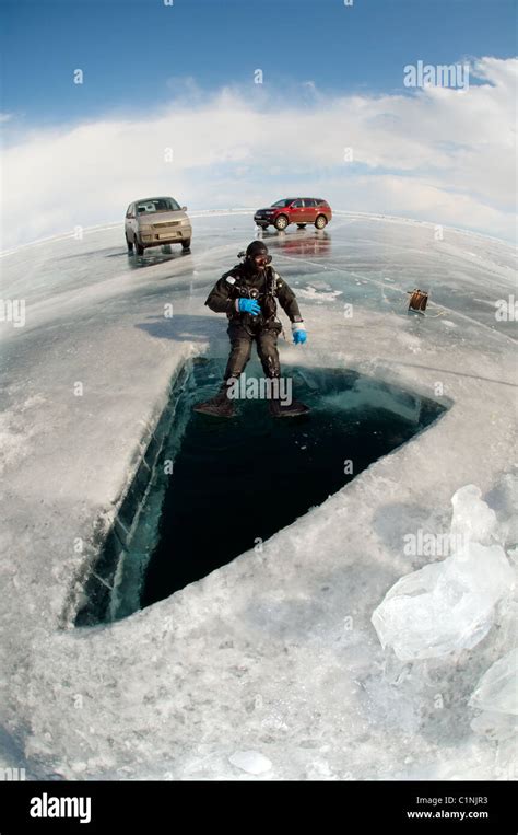 Ice Diving In Lake Baikal Siberia Russia Island Olkhon Stock Photo