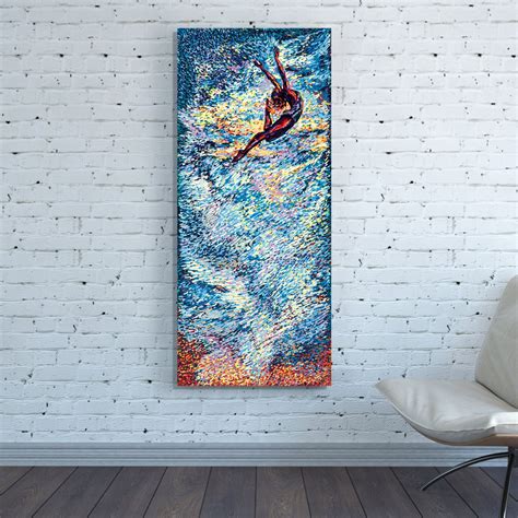 Canvas Print Art Vertical Huge Large Blue Abstract Wall Art Etsy