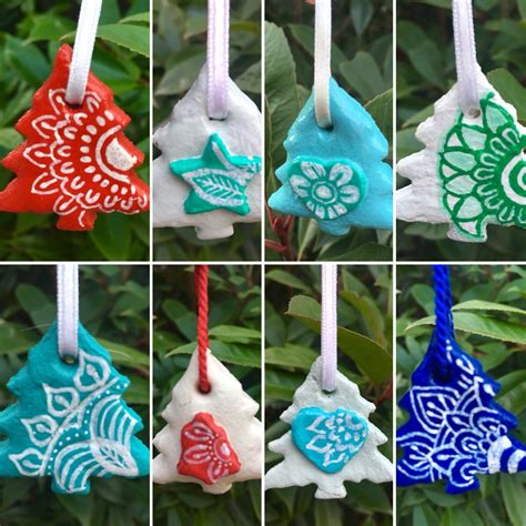Mini Salt Dough Christmas Tree Ornaments Hand Painted With Etsy