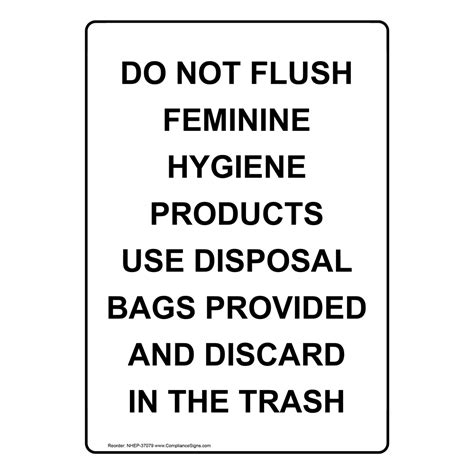 Vertical Sign Trash Do Not Flush Feminine Hygiene Products