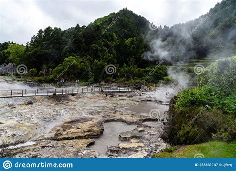 volcanic hotsprings of the lake furnas in sao miguel azores editorial photography image of