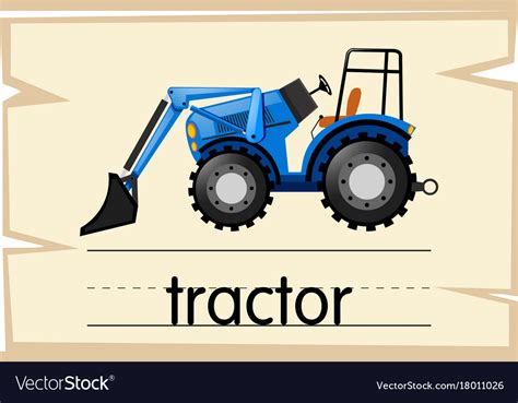 Wordcard With Word Tractor Royalty Free Vector Image