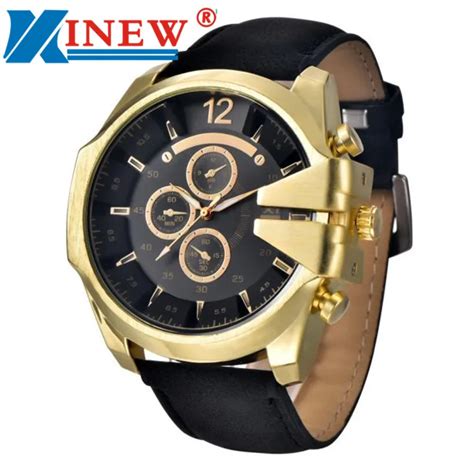 buy xinew watch men black watches leather stainless steel quartz military wrist