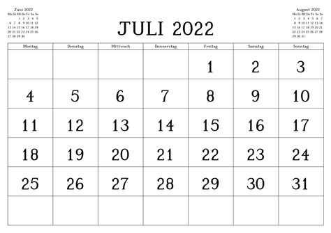 Kalender Juli 2022 Zum Ausdrucken Notizen Docalendario