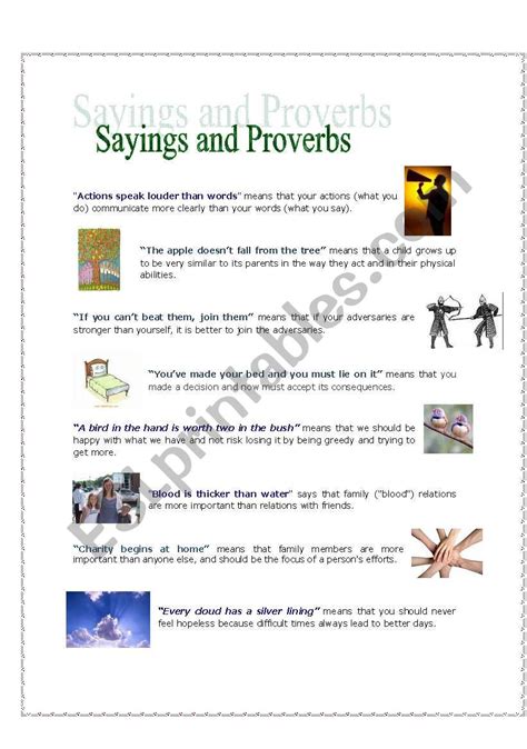 Sayings And Proverbs Esl Worksheet By Eteacher