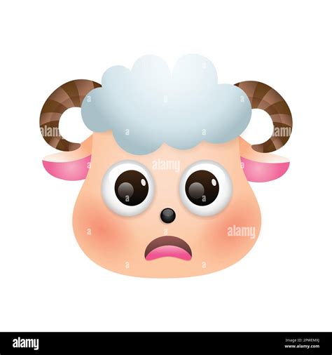 Sheep Face Cartoon Vector Illustration Isolated Cute Farm Animal Emoji