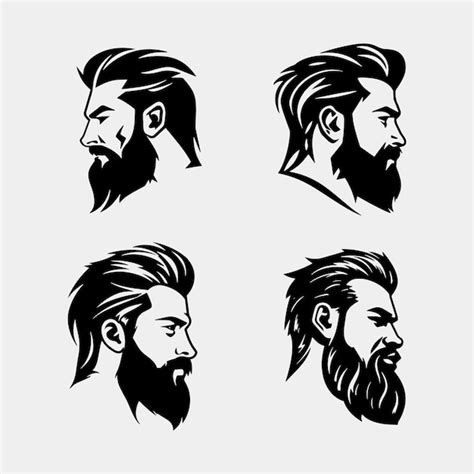 Premium Vector Set Of Man With Beard Variations Silhouette Side Face