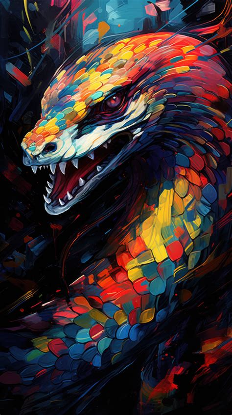 Vibrant Colors Form An Artistic Depiction Of A Dragon Within A Swirling