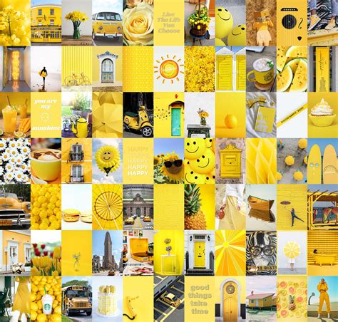 Aesthetic Wall Collage Kit Digital Download 80 Pc Yellow Vsco Etsy