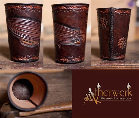 Leather Dice Cup Handmade With Customized Tooled By Aetherwerk