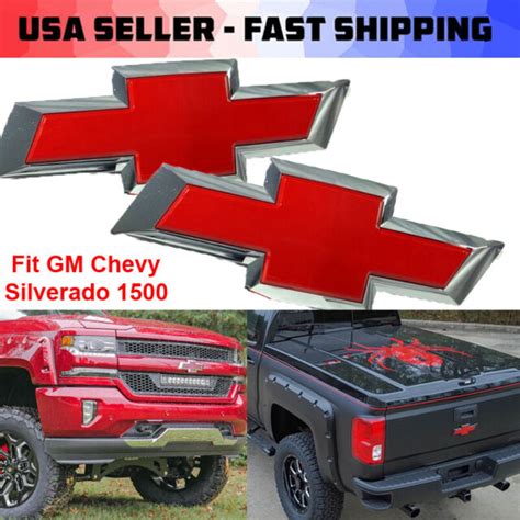 2x For 2016 2019 Gm Chevy Silverado 1500 Red Front And Tailgate Bowtie
