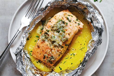 Here, by following the instructions explained below, you can serve up to 8 portions of honey garlic butter salmon in foil. Garlic Lemon Butter Salmon in Foil with Pineapple — Eatwell101