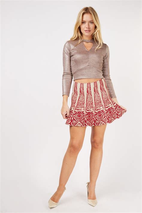 Metallic Flared Mini Skirt Just 3