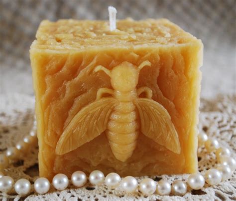 Beeswax Candle Rustic Square Bee Pillar In Pure Beeswax Beeswax