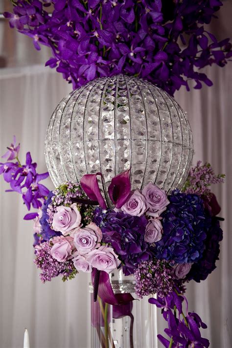 Ceremony Reception Flowers And Decor Purple Silver Ceremony Flowers