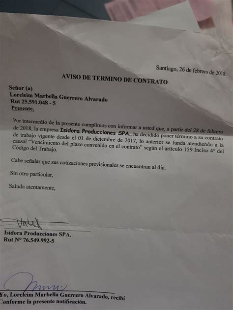 Carta De Aviso De Termino De Contrato De Arriendo Chile Las Cartas Images