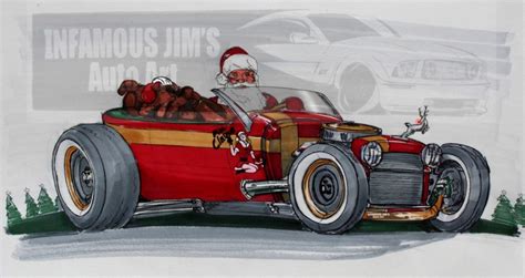 Santa Hot Rod He Really Delivers All Those Toys In A T Bucket Roadster