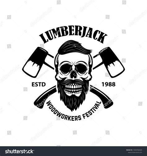 Lumberjack Skull Crossed Axes Design Element Stock Vector Royalty Free 1058768420 Shutterstock