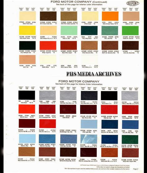 Color Chart For Ford F150