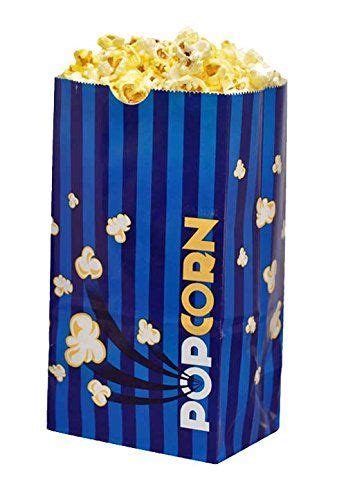 Movie Theater Laminated Popcorn Bag Blue Stripes Medium 85oz 50ct You
