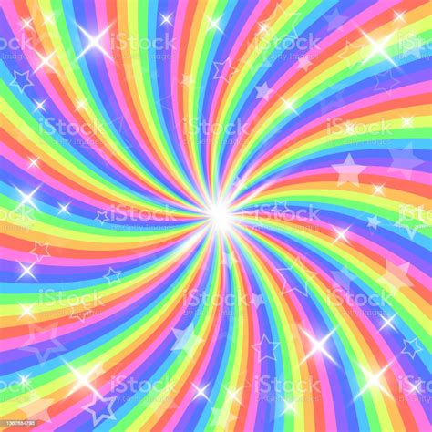 Rainbow Swirl Background With Stars Radial Gradient Rainbow Of Twisted