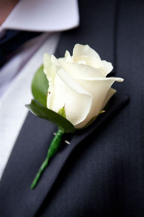 Ivory Rose With Simple Leaf For Everyone Else White Rose Boutonniere