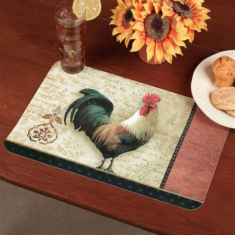 Signature Rooster Reversible Placemat Set Of 4 Rooster Placemats