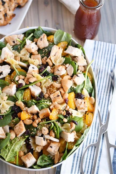Make the pasta according to package instructions. Mandarin Spinach Bowtie Pasta Salad with Teriyaki Dressing ...