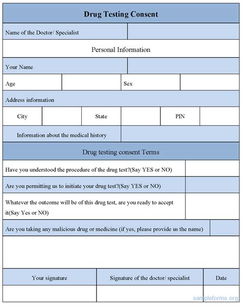 Template Printable Blank Drug Test Form Printable Templates