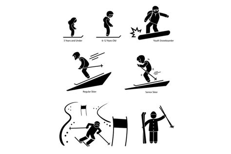 Skiers Ski Skiing People Age Category Division Stick Figures