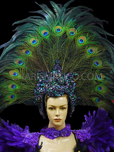 Large Peacock Showgirl Fan Headdress