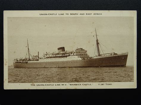 Union Castle Line Mv Warwick Castle C1930s Postcard Topics