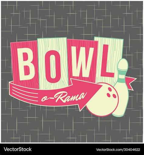 1950s Bowling Style Logo Design Royalty Free Vector Image