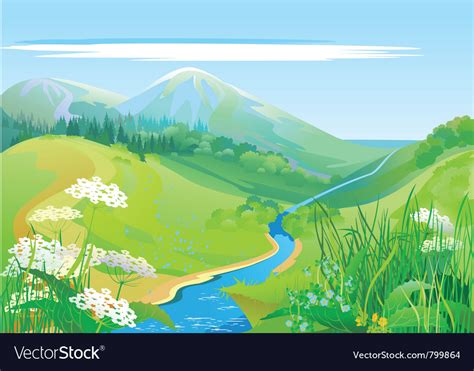Lush Grass Country Valley Royalty Free Vector Image