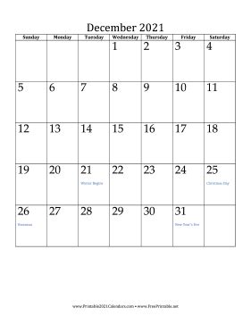 Monthly colored & cute designs (mint/blue/floral) Printable December 2021 Calendar (vertical)