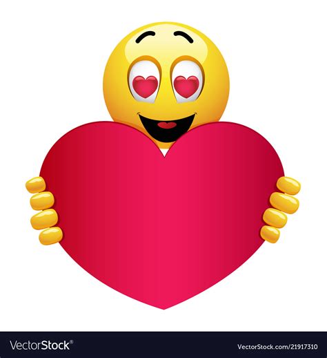 Cute Smiley Emoji Being In Love Smiley Holding Vector Image