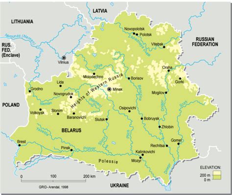 Belarus Topographic Map GRID Arendal