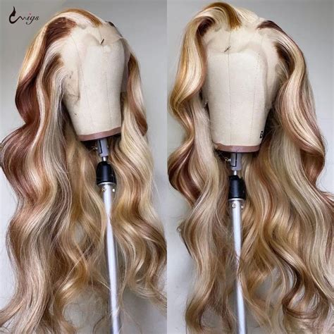 613 Blonde Lace Frontal Wig Highlight Wig Human Hair Gray Platinum Body