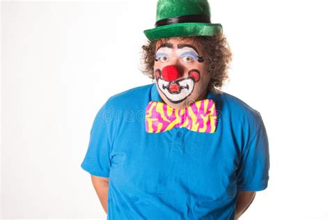 Holidays Funny Fat Clown White Background Stock Image Image Of