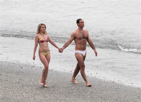LUDIVINE SAGNIER In Bikini On The Set Of The New Pope On The Beach In