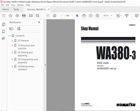 Komatsu Wa380 3 Wheel Loader Workshop Service Repair Manual Pdf