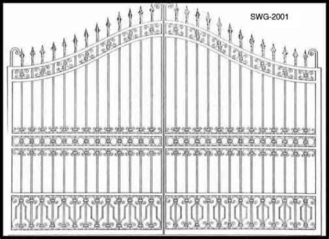 A Drawing Of An Iron Gate With Decorative Designs On The Top And Bottom