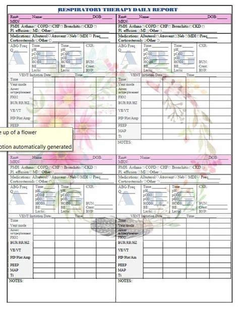 Respiratory Therapist Report Sheet Etsy Respiratory Therapist