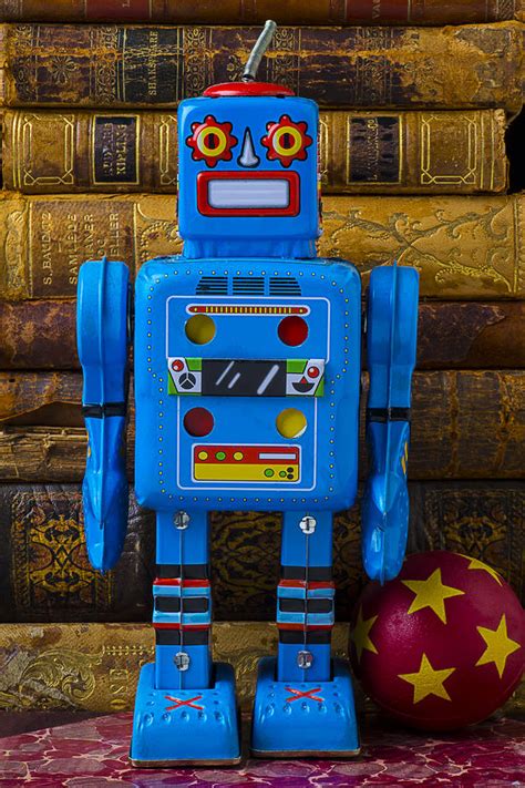 Blue Robot And Books Photograph By Garry Gay