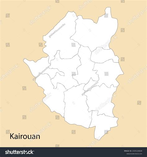 High Quality Map Of Kairouan Is A Region Of Royalty Free Stock Vector