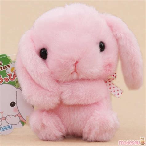 Cute Pink Bunny Rabbit Holding Ear White Bow Plush Toy From Japan Modes4u