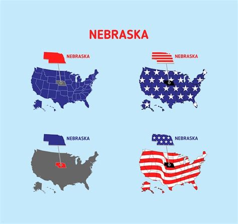 Premium Vector Nebraska Map With Usa Flag Design Illustration